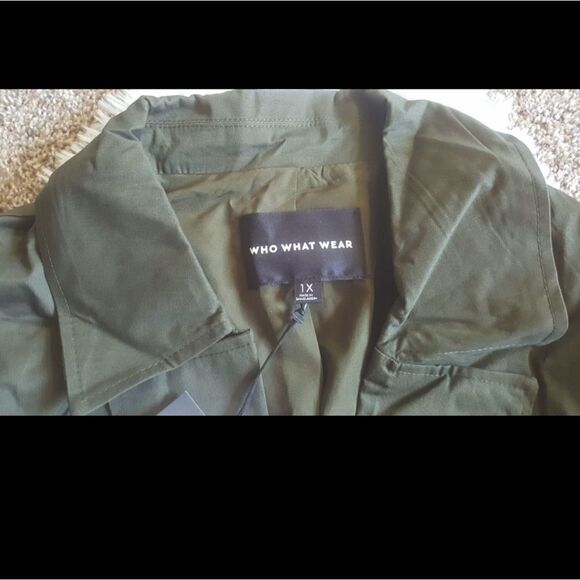 Who What Wear Belted Jacket Open Front Olive Green Dressy Women’s Size 1X NEW - Picture 9 of 11